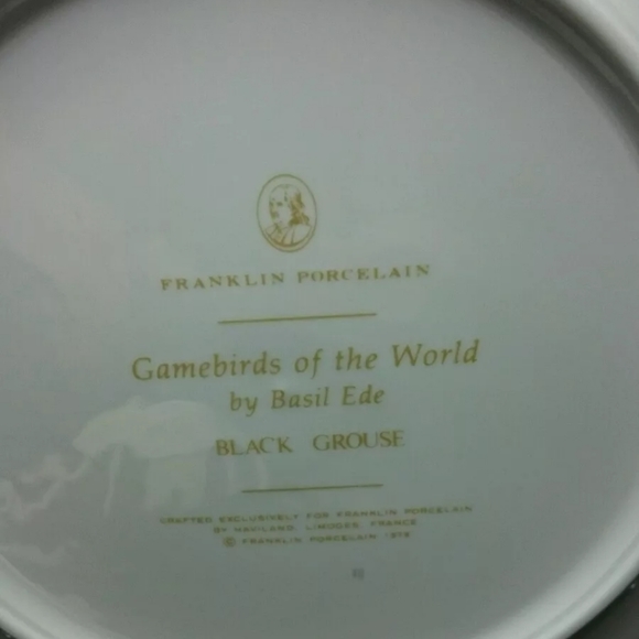 Black Grouse Franklin Porcelain Collectable Plate - Picture 4 of 4